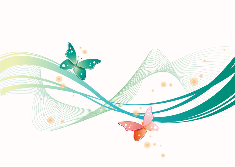 free vector Abstract Wave with Butterfly Background